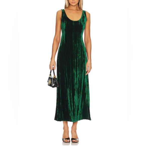 Enza Costa Dresses & Skirts - Enza Costa Silk Textured Velvet Tank Dress in Malachite Green New Sz Small Party